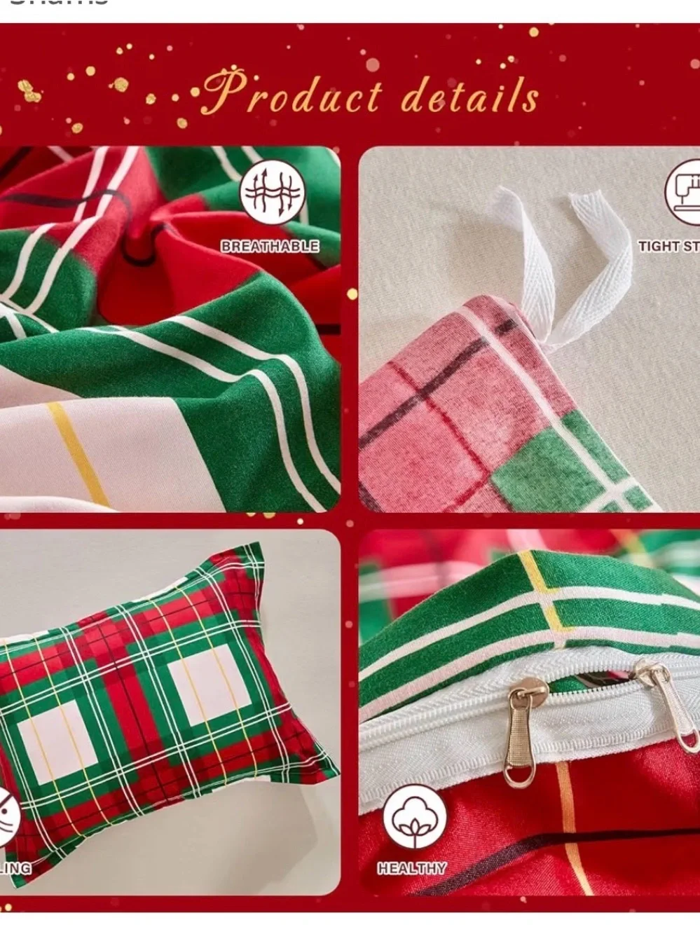 Christmas Plaid Duvet Cover and Pillow Sham.  TWIN
